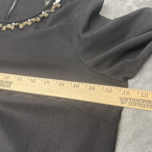 Millenium Womens Blouse Large Black, Beaded & Lace Embellished Business Office - Picture 6 of 9